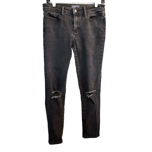 Abercrombie & Fitch Jeans Womens 27/4S Black Distressed Harper Super‎ Skinny - Picture 1 of 7